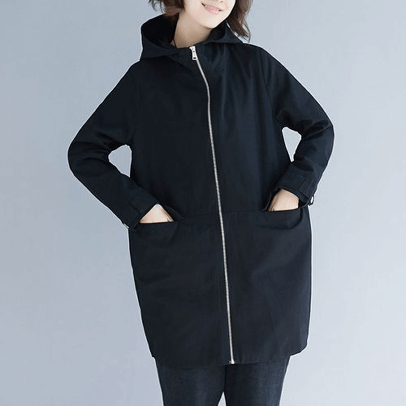 Green Black Long Sleeve Trench Coat